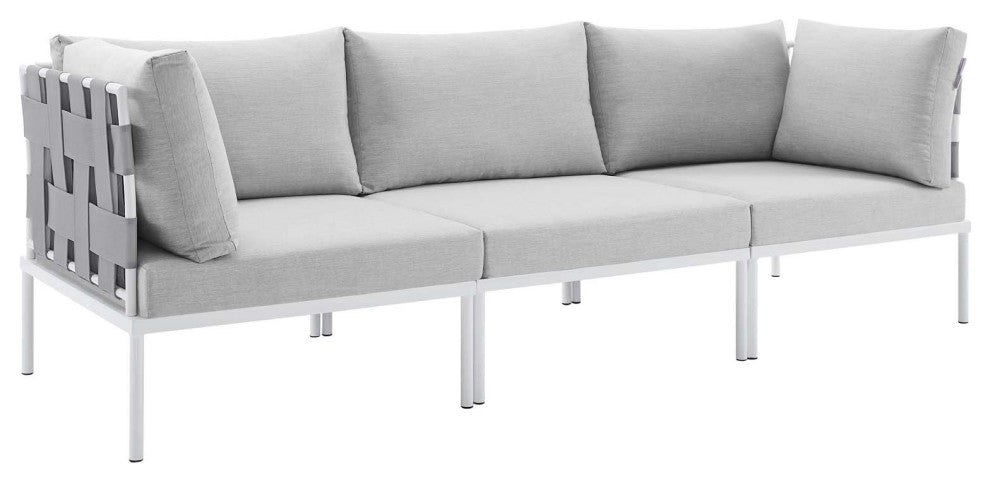 Harmony Sunbrella Outdoor Patio Aluminum Sofa, Gray Gray