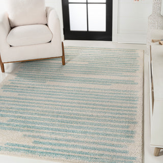 Khalil Modern Berber Stripe Cream/Turquoise 5 ft. x 8 ft. Area Rug