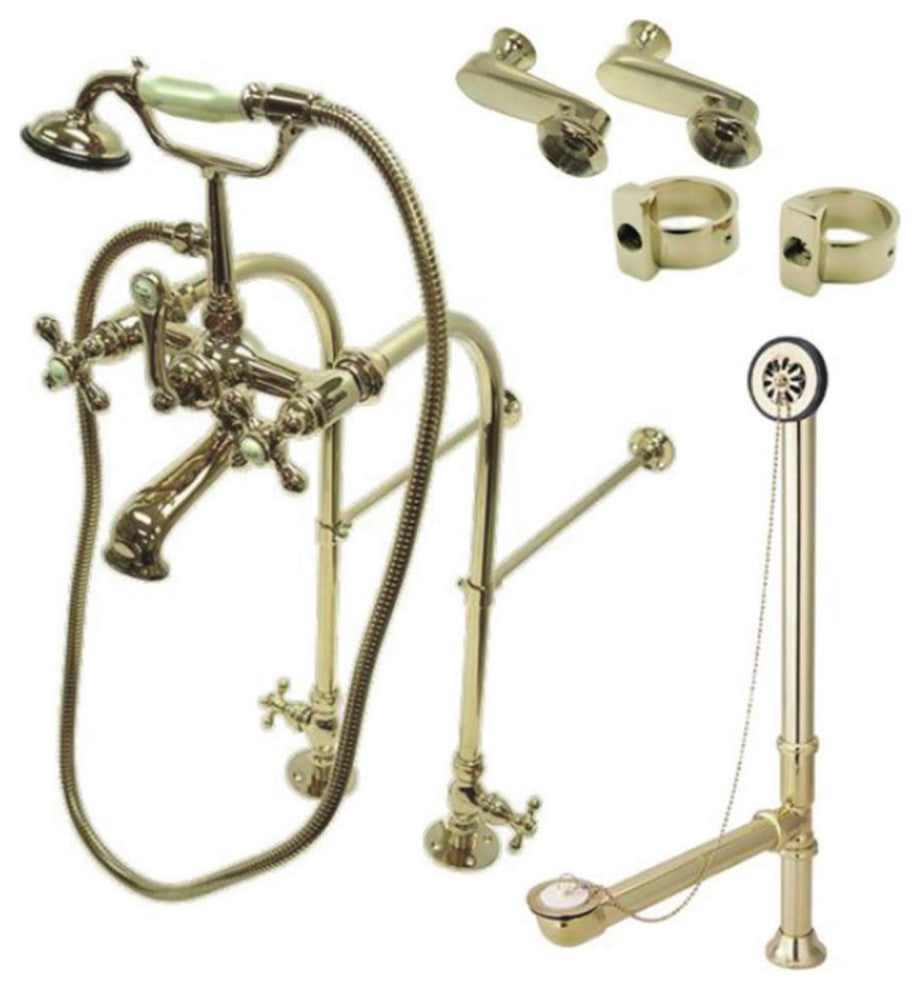 Freestanding Clawfoot Tub Faucet Package, Supply Line, Brushed Nickel