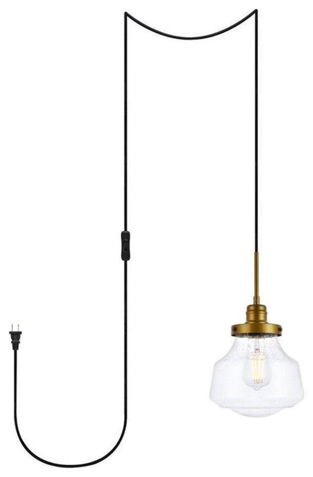 Living District Lye 1-Light Mid-Century Metal Pendant in Brass