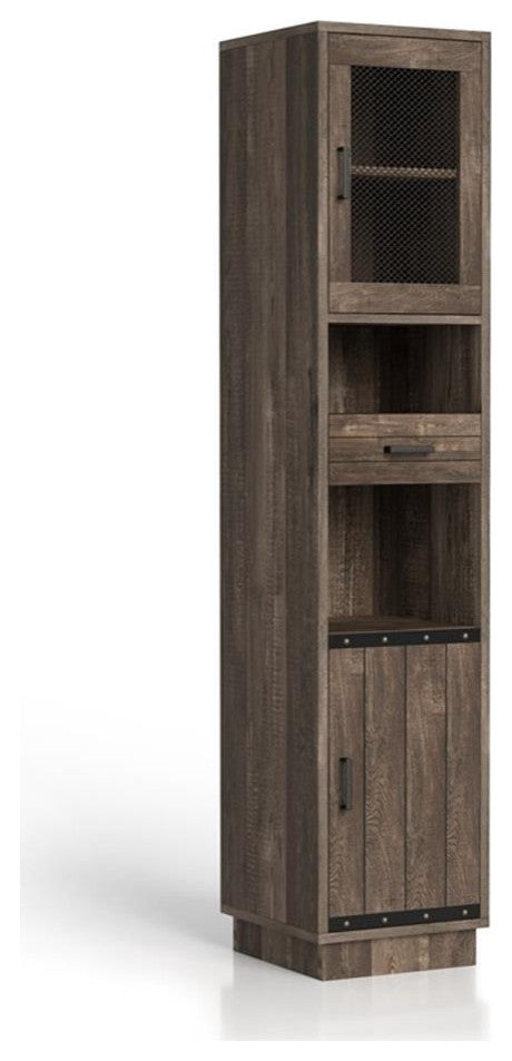 Bowery Hill Wood Multimedia Storage Tower Shelf in Reclaimed Oak