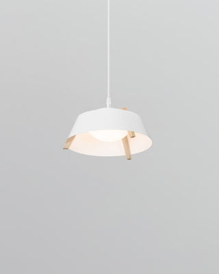 Casia 18" LED Pendant, Gloss White, White Washed Oak, 3500k