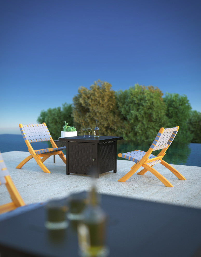 Sava Indoor-Outdoor Folding Chair in Warm Gray Webbing