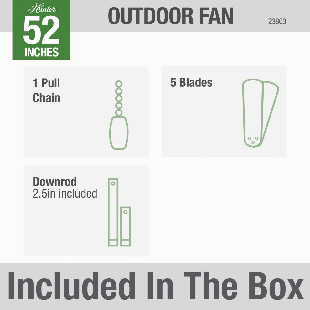 Hunter Fan Company 52" Outdoor Orig Teak Blades Black Ceiling Fan