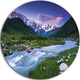 River In Caucasus Mountains, Landscape Photo Round Metal Wall Art, 11"