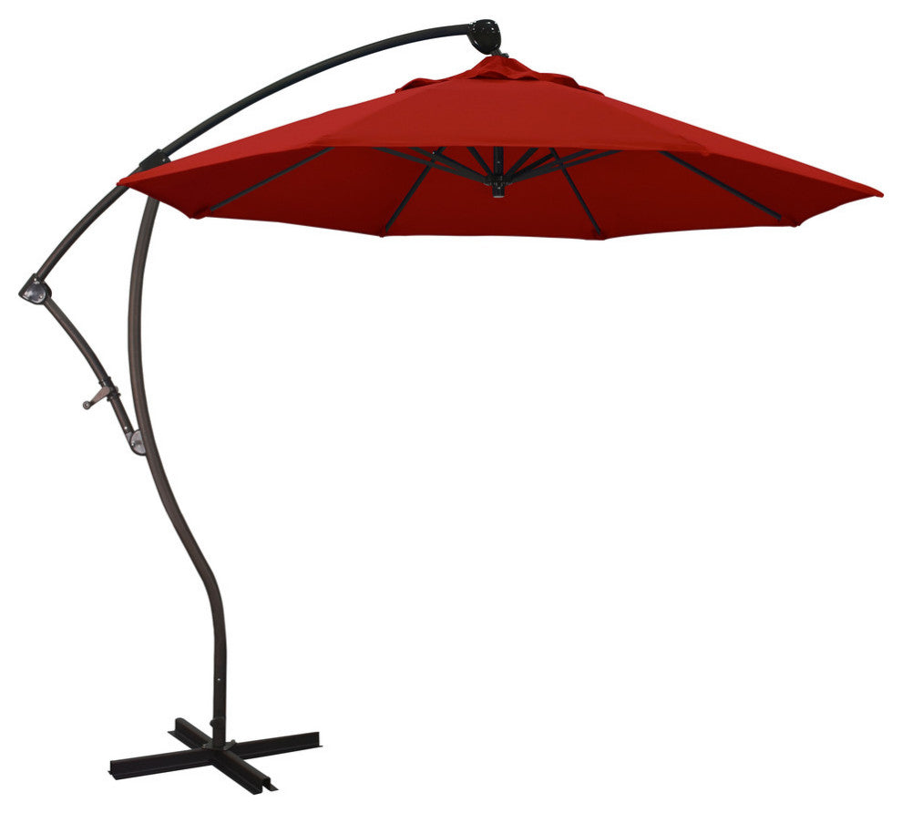9'' Cantilever Umbrella Deluxe Crank Lift, Bronze, Pacifica, Red