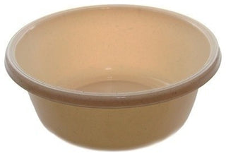 Round Plastic Wash Basin, Beige With Dots