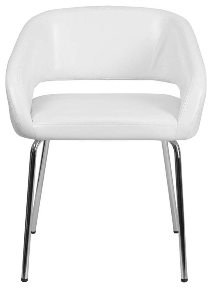 Fusion Series Contemporary White Leather Soft Side Chair