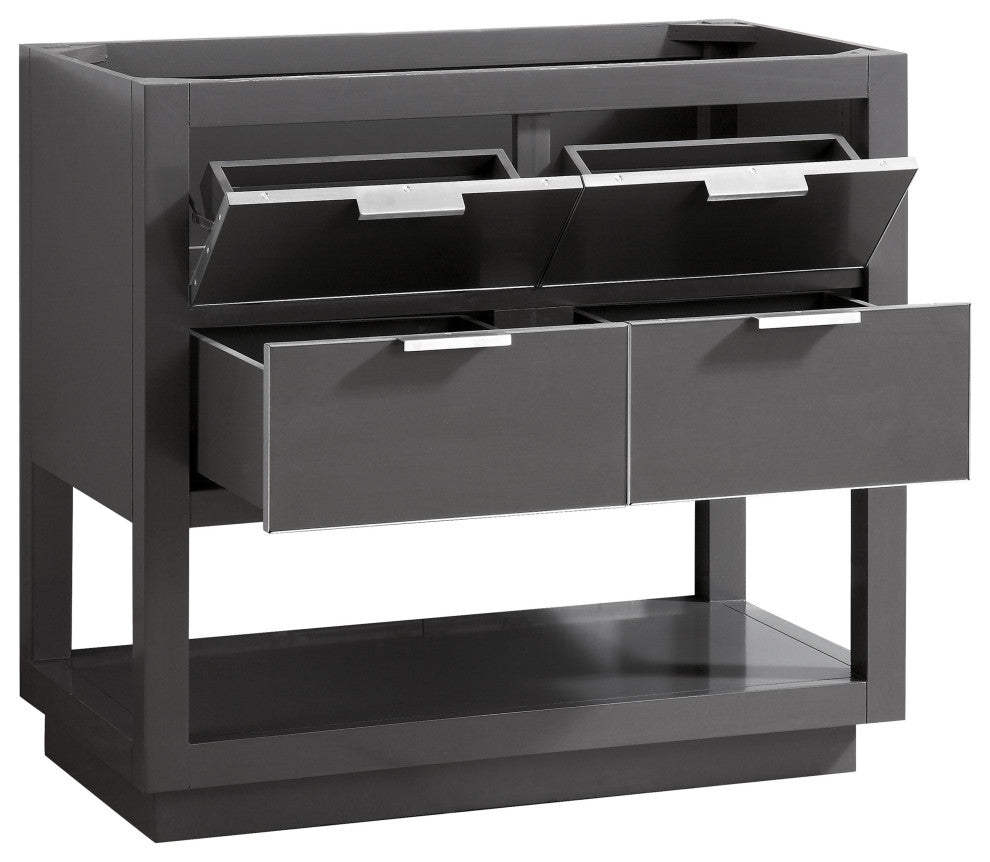 Avanity Allie 37 In. Vanity, Twilight Gray/ Silver, Natural 1" Carrara White Marble Countertop and Backsplash