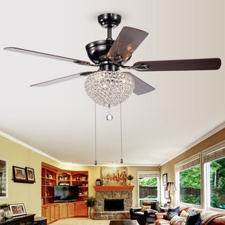 Taliko 52" 3-Light Bronze Hand Pull Chain Ceiling Fan With Light Kit