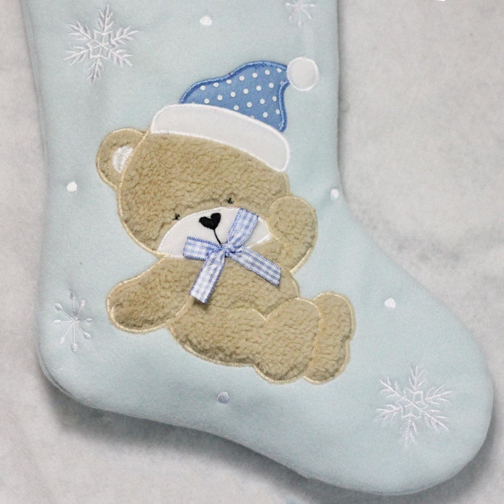"Baby's 1st Christmas" Embroidered Teddy Bear Stocking, 19"