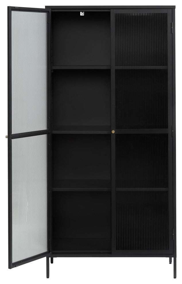 Metal & Glass 75" Display Cabinet, Black