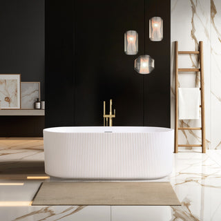 Linyi Freestanding Acrylic Soaking Bathtub, White, 59.1"l X 31.5"w