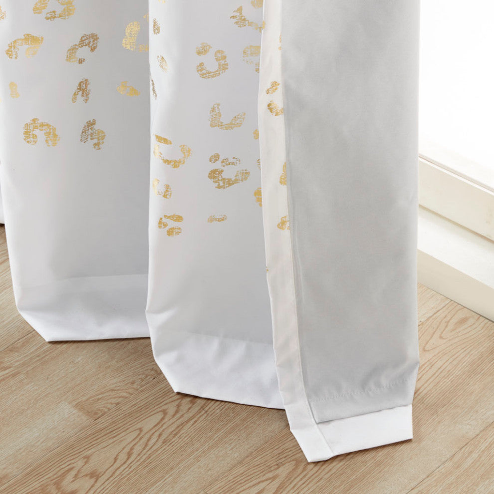 Intelligent Design Lillie Gold Metallic Leopard Print Blackout Panel, 50"w X 63"