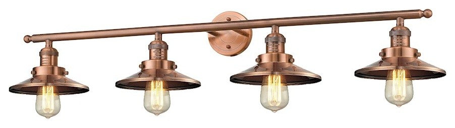 Innovations 4-Light Railroad Bathroom Fixture, Antique Copper
