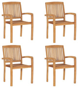 Vidaxl Stacking Garden Chairs, Set of 4, Solid Teak Wood