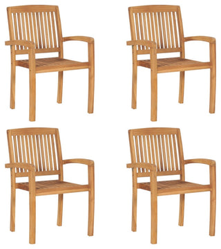Vidaxl Stacking Garden Chairs, Set of 4, Solid Teak Wood