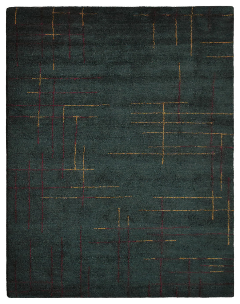 HAND KNOTTED LOOM SILK ECO-FRIENDLY RUGS-5'x8',Rectangle,Green Red,Contemporary