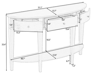 Gewnee Modern Curved Console Table Sofa Table