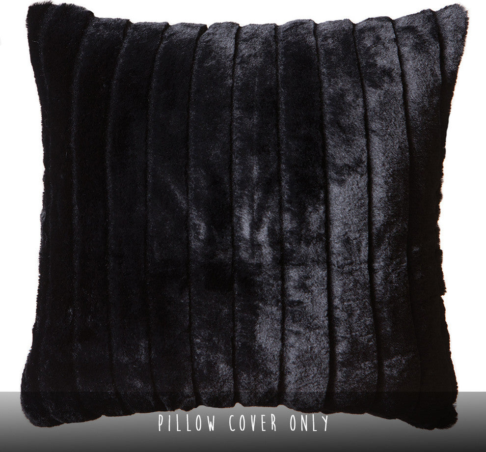 Faux Fur Throw Pillow 18"X18" (Cover Only), Black Striped Mink