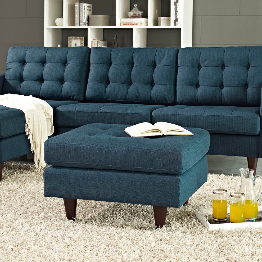 Modern Contemporary Upholstered Ottoman, Azure Fabric