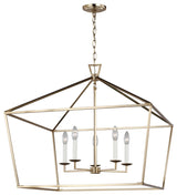 Dianna Five Light Wide Lantern, Satin Brass