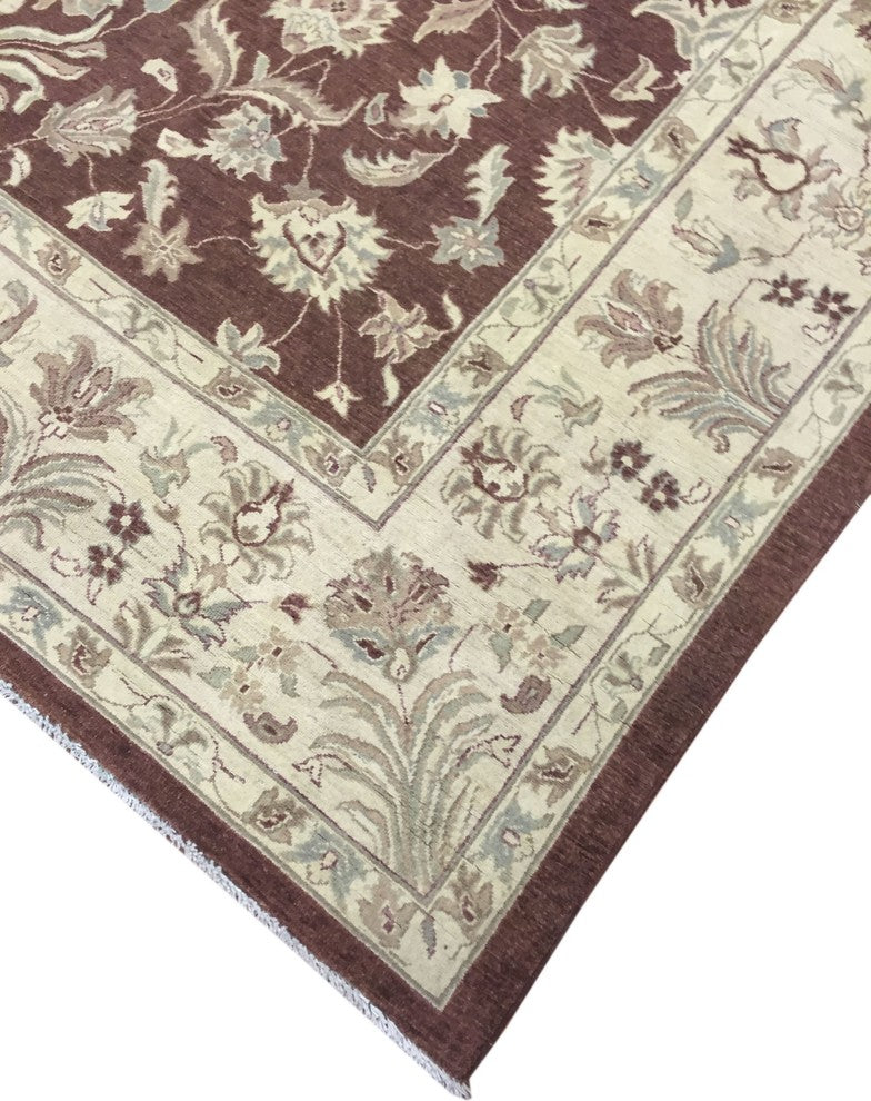 Peshawar Maci Chocolate Hand-Knotted Rug, 9'1x11'10