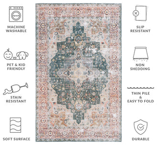 Safavieh Arizona Machine-Washable Collection ARZ126 Rug, Green/Light Brown, 3'x5'