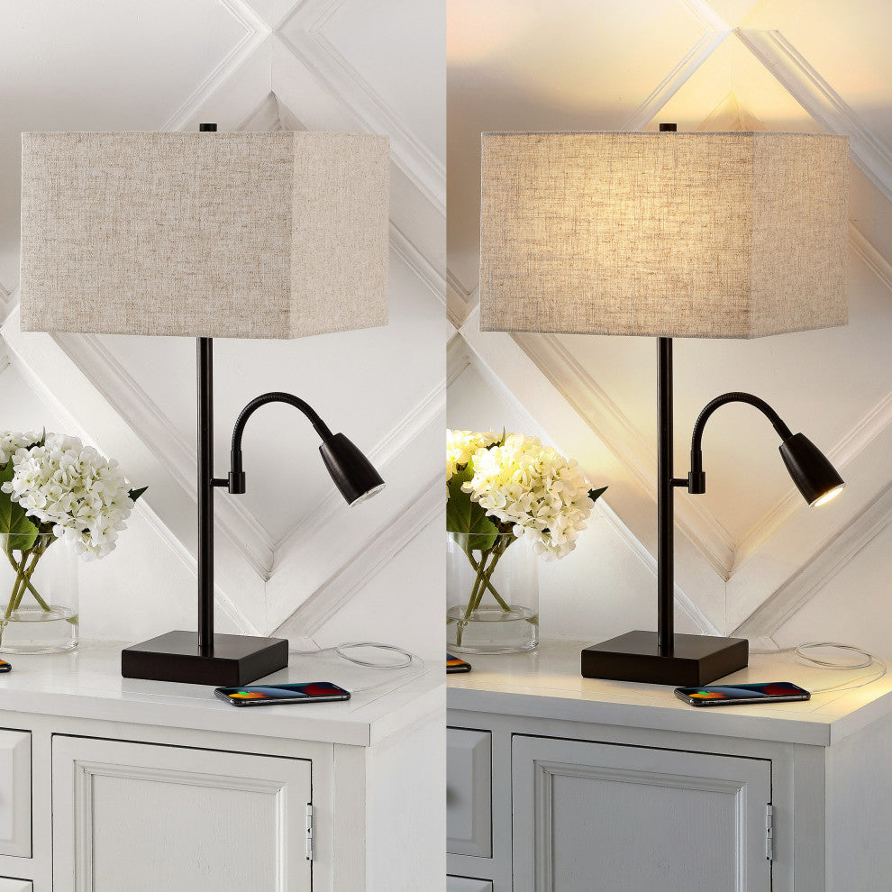 Austin 25.5" 2-Light Table Lamp, USB Port, Oil Rubbed Bronze, Set of 2