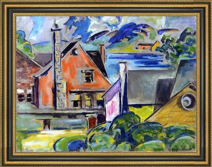 Preston Dickinson Village by the Sea - 18" x 24" Framed Premium Canvas Print