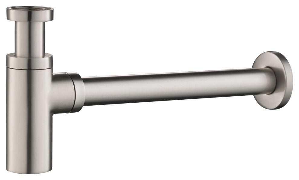 Kibi Bathroom Sink Decorative Round Bottle Trap, Brush Nickel