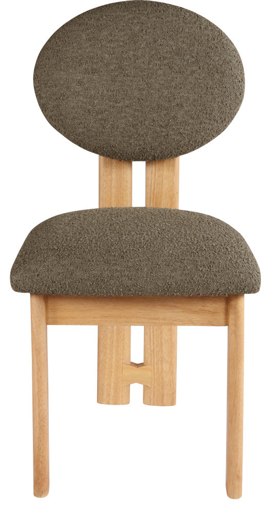 Napa Boucle Fabric Dining Chair, Set of 2, Olive, Natural Finish