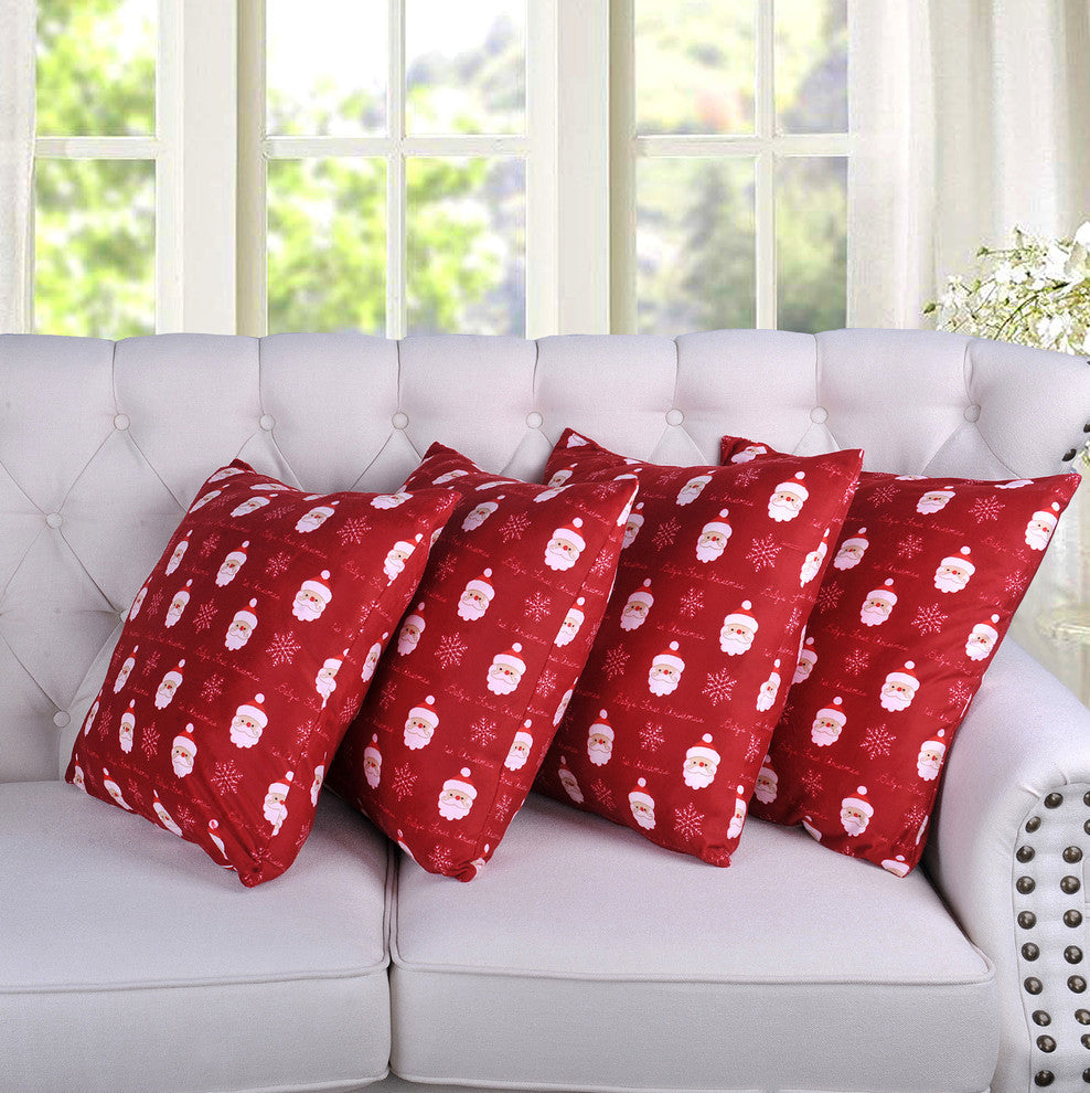 Christmas 4 Piece Pillow Shell Set, Red Devin, (4) 20" X 20"