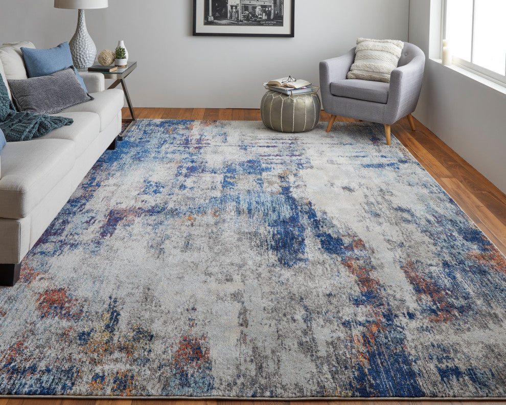 Weave & Wander Adelmo Abstract Contemporary Rug, Multi/Ivory, 7'10"x10'