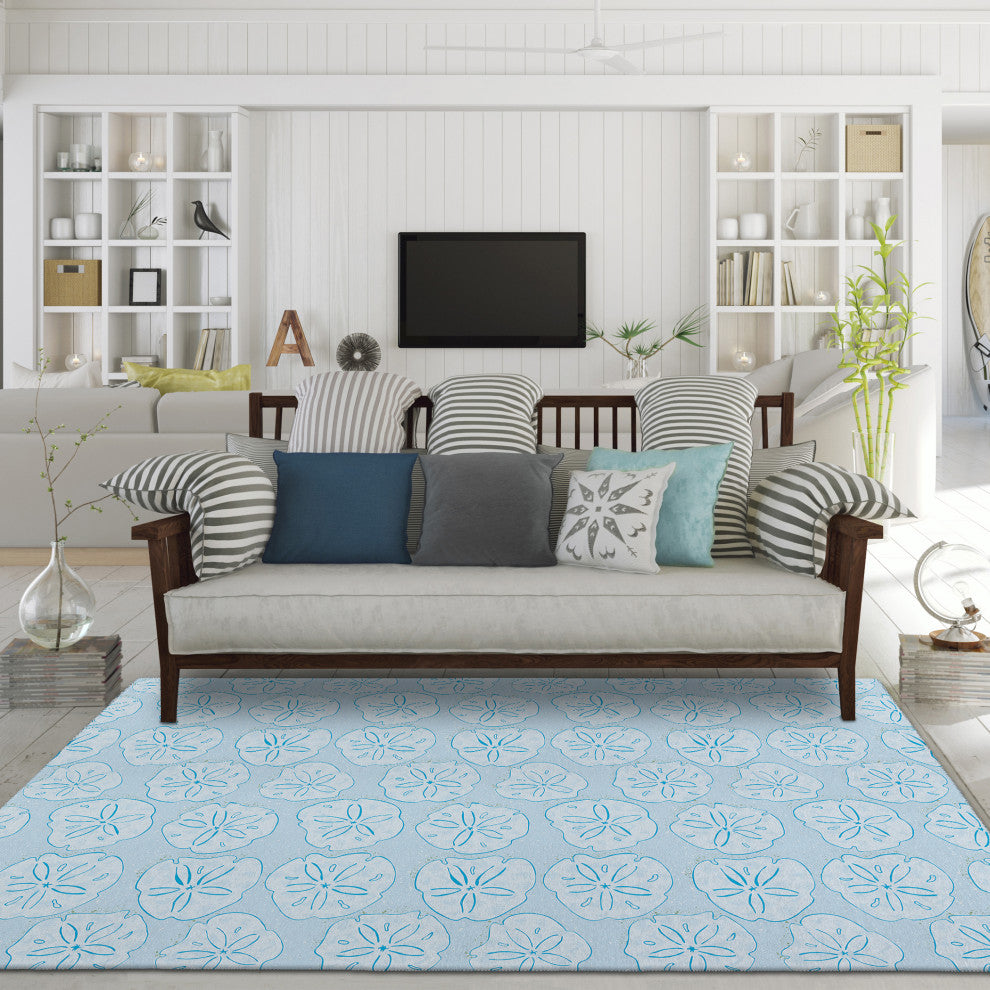 Indoor/Outdoor Seabreeze SZ10 Sky Machine Washable 10' x 14' Rug