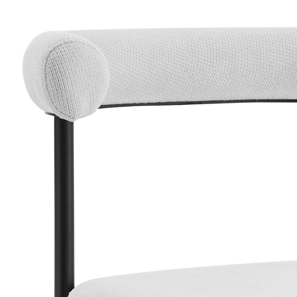 Shannon Dining Chair With Matte Black Iron and Cream Fabric, Set of 2