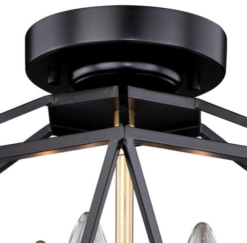 Vaxcel Turin 14.5" Semi-Flush Mount, Noble Bronze With Natural Brass