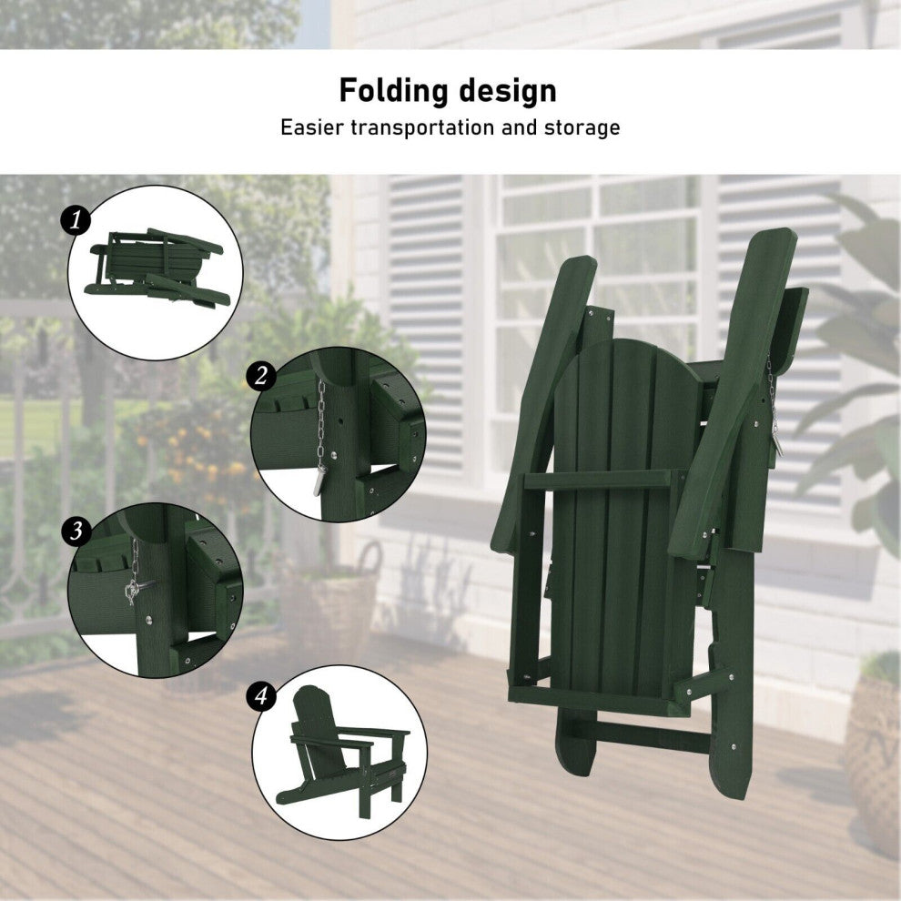 CASAINC Adirondack Chair PS Board Folding Outdoor Indoor Widened Armrests Green