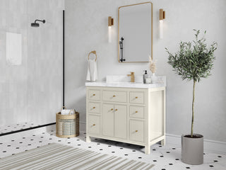 Sonoma 42" Single Sink Bath Vanity in Alabaster, 2"  Viola Brown