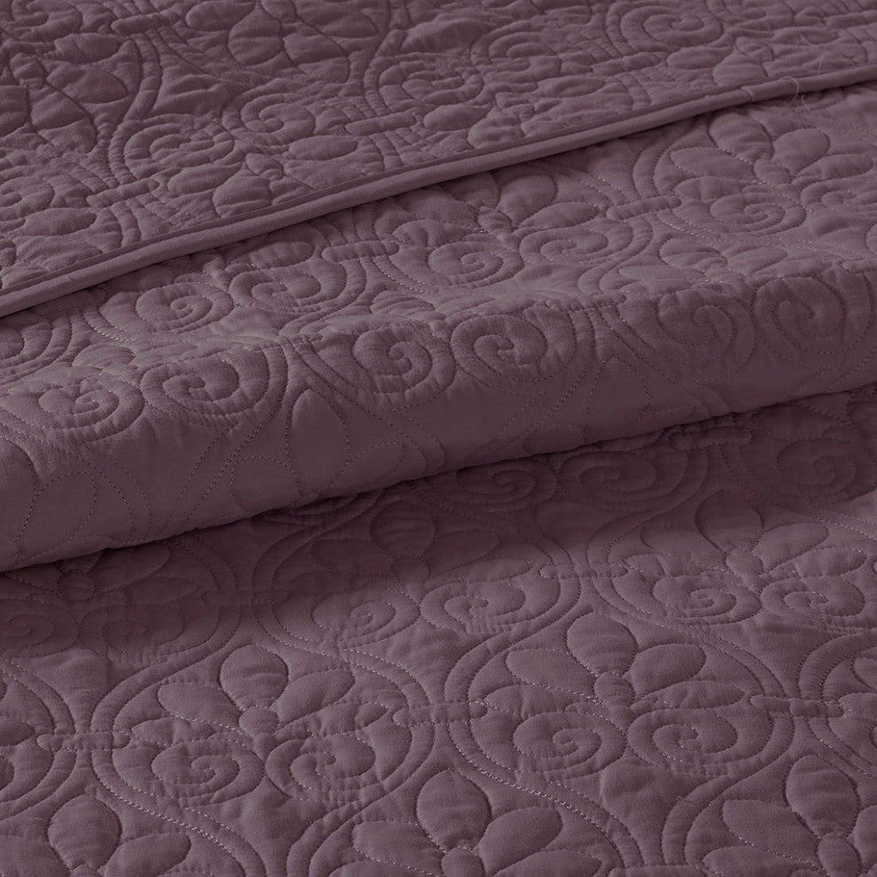Madison Park Quebec Reversible Bedspread Set, Purple