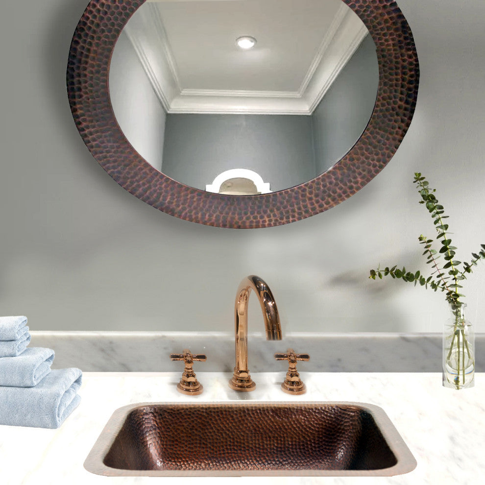 Nantucket Sinks 17"x14" Hammered Copper Rectangle Bath Sink