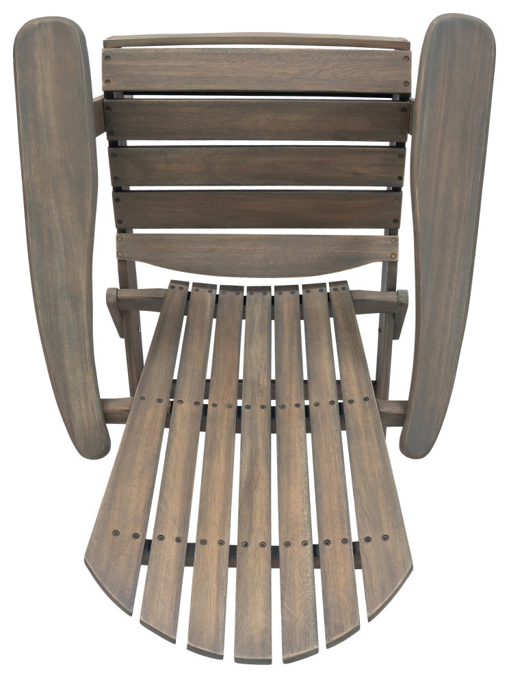 Malibu Outdoor Acacia Folding Adirondack Chairs and Cushion, Set of 4, Navy Blue