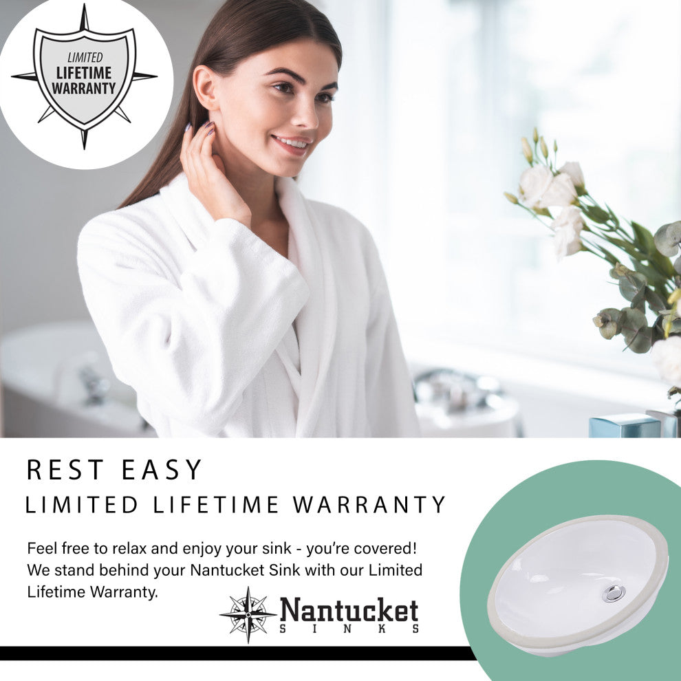 Nantucket Sinks 18"x12" Undermount Ceramic Sink, Bisque
