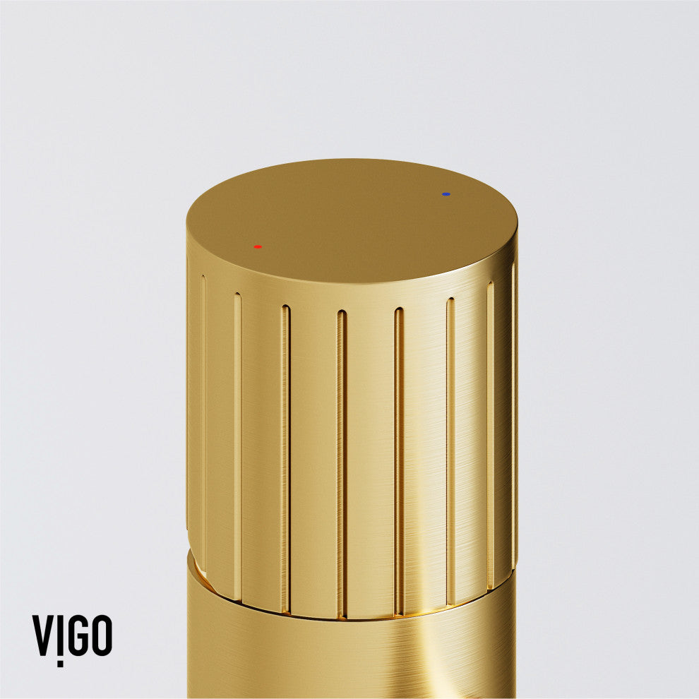 VIGO Ashford 8" H Single Handle Single Hole Bathroom Faucet, Matte Brushed Gold, Without Extras