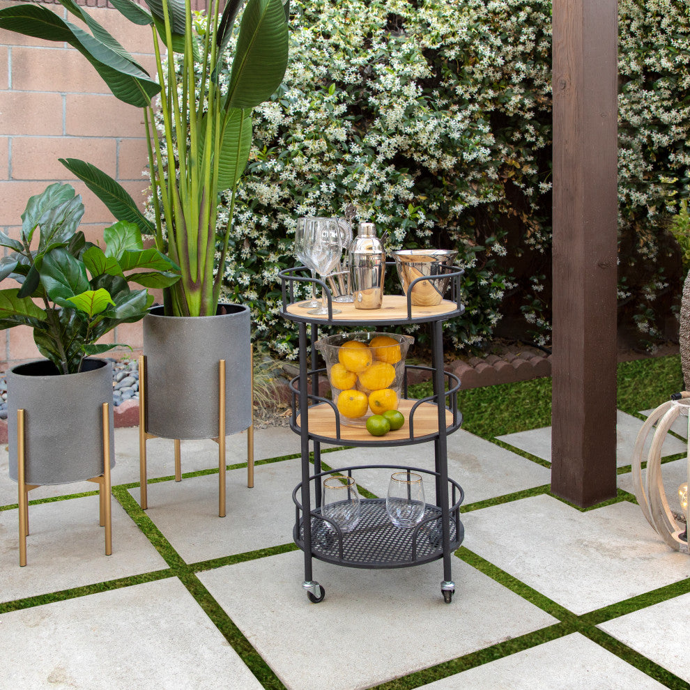 2-Piece Planter On Metal Stand Set, Gray