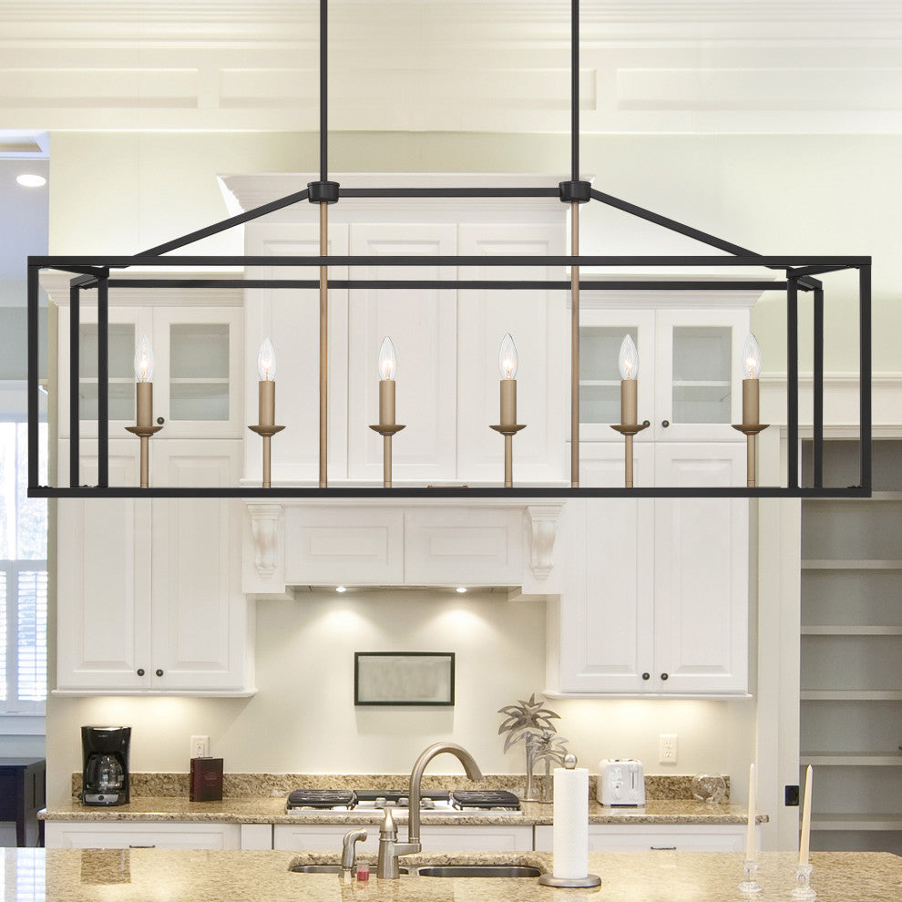 6 Light Kitchen Island Linear Pendant