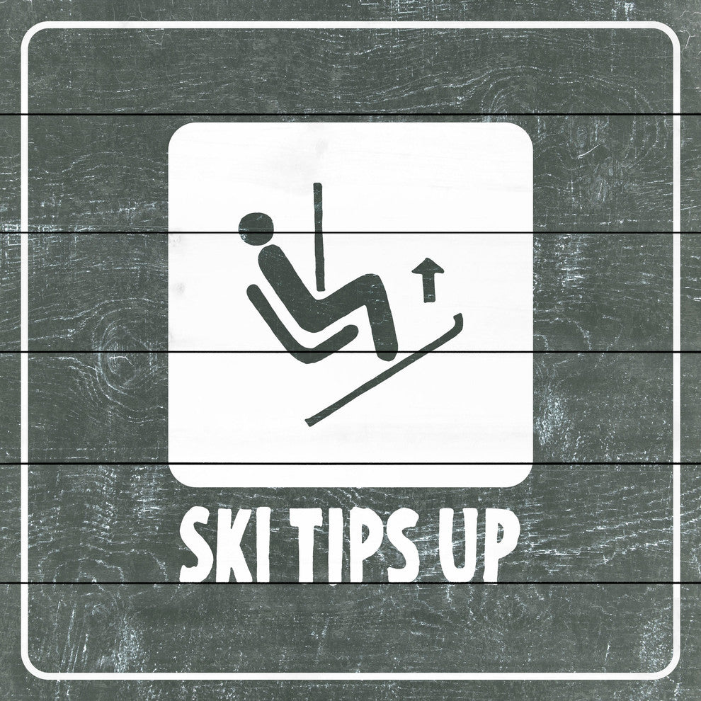 "Ski Tips up Diagram" Painting Print on White Wood, 32"x32"