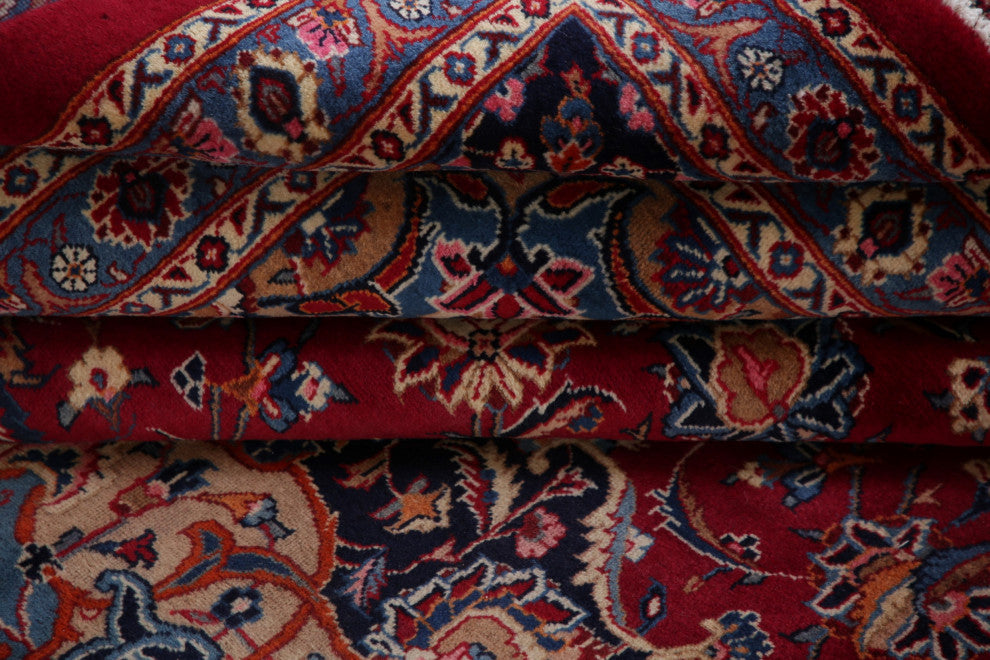 Consigned, Oriental Vintage-Style Handmade Area Rug Persian, Red, 10x13