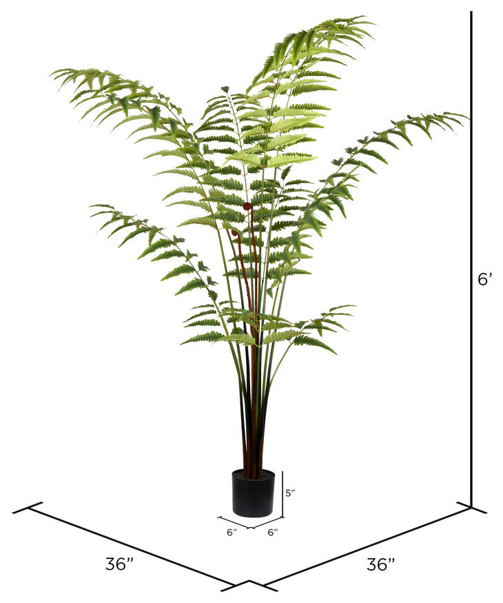 Vickerman 6' Artificial Potted Leather Fern