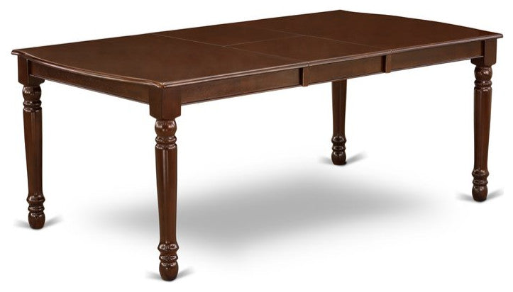 9-Piece 60/78" Table With 18" Leaf and 8 Parson Chair, Linen Fabric, Cream Color
